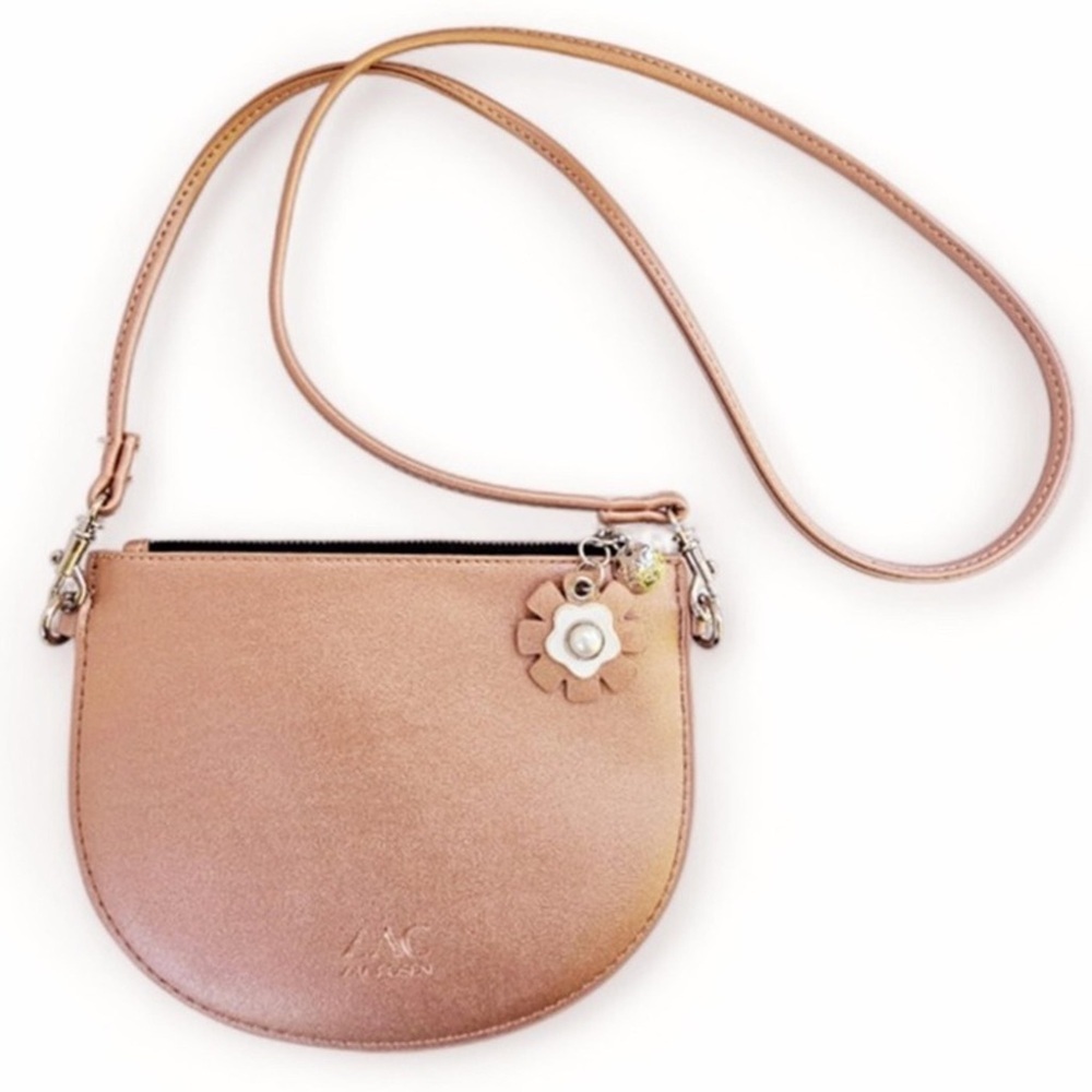 Zac Posen Metallic Copper Faux Leather Convertible Clutch Crossbody Bag EUC